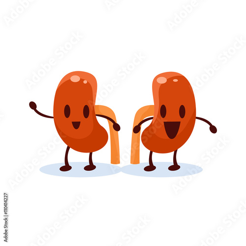 Kidneys Primitive Style Cartoon Character