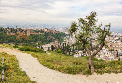 Granada, Spain, with Alhambra Fortress and Palace