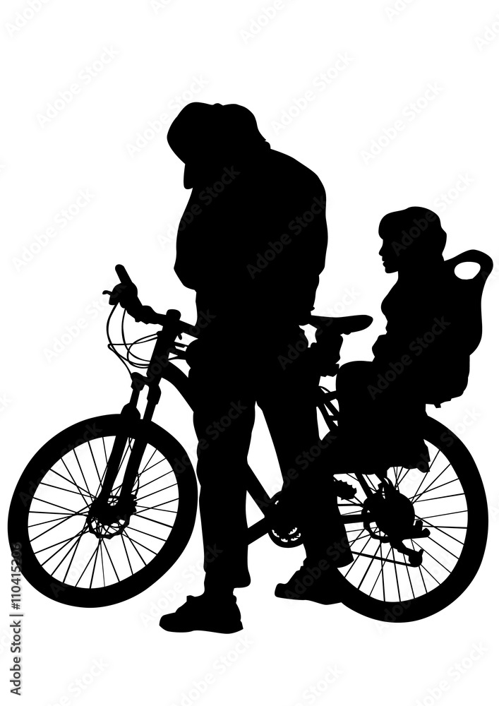 Fototapeta premium Sportowe odrobina roweru ludzie na białym tle