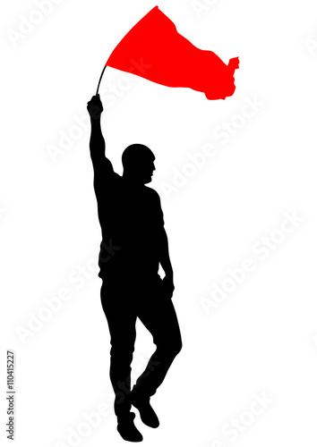 People with flags on white background