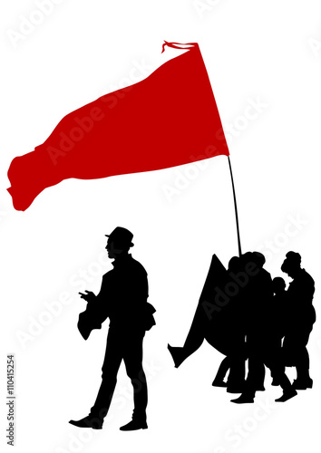 People with flags on white background