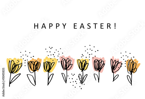 flower sketch card vector illustration