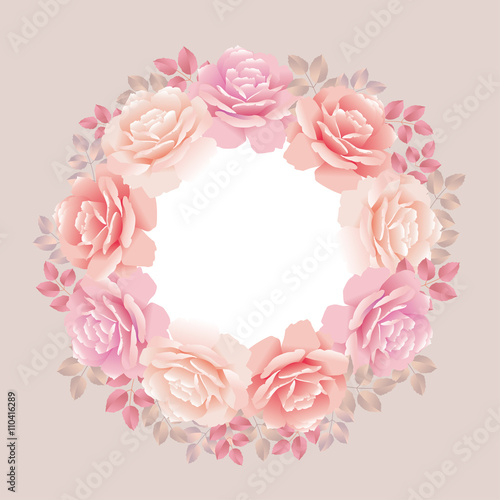rose wreath on beige  backg...