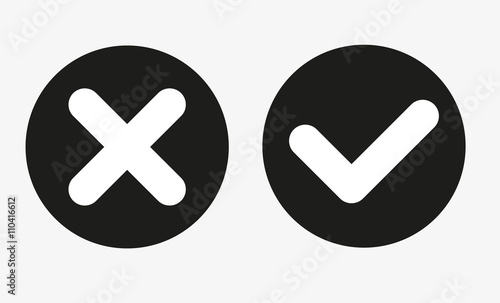 vector Yes and No check marks on circles
