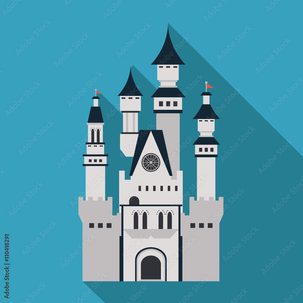 Castle icon. Palace design. Flat illustration, vector