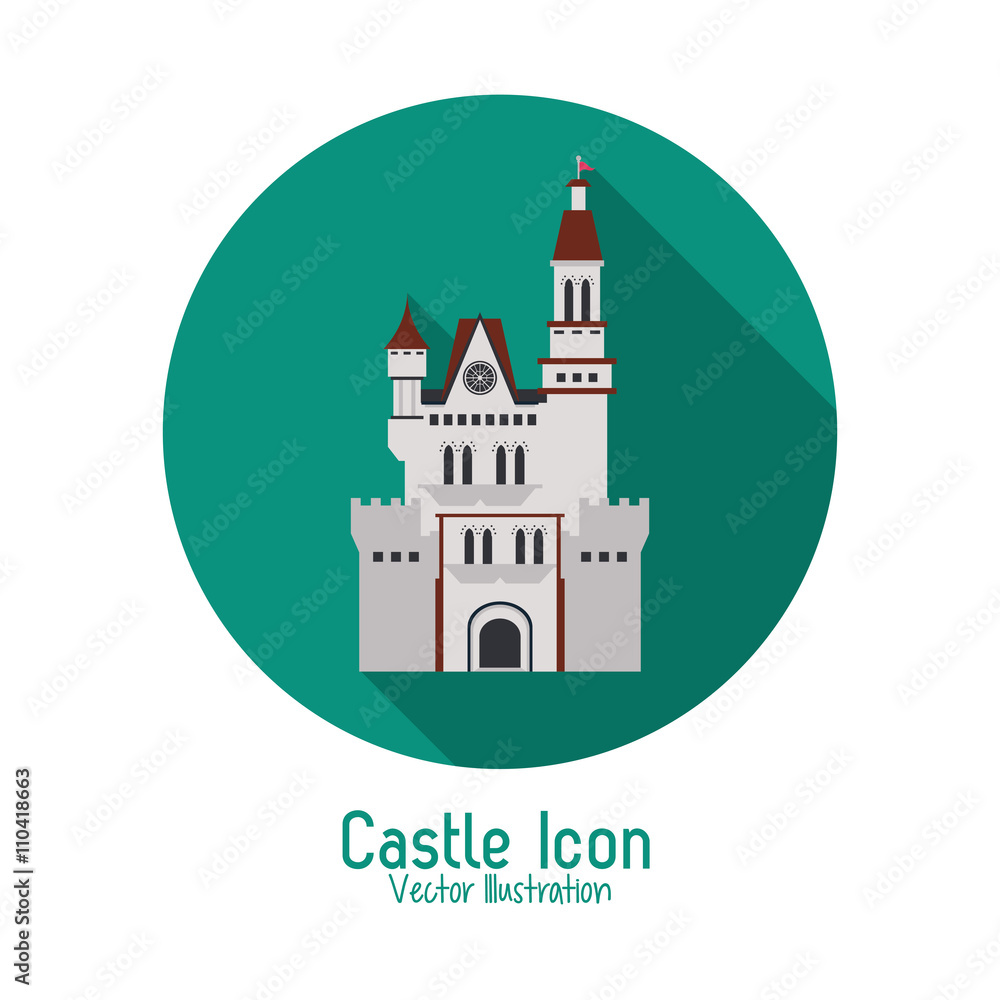 Castle icon. Palace design. Flat illustration, vector