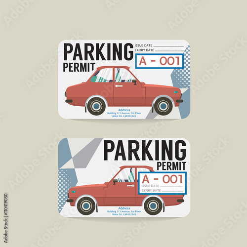 Parking Permit Card Vector Illustration.