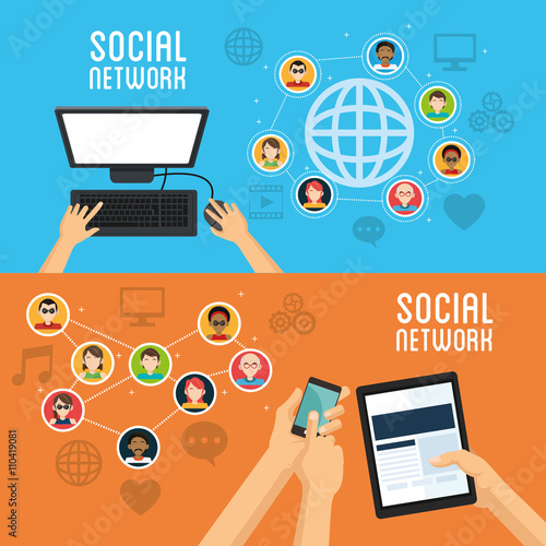 Social media design. Networking icon. Technology concept