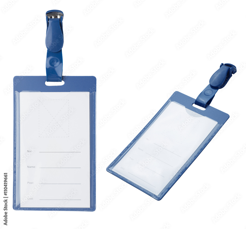 Blank ID badge isolated on white background Stock Photo | Adobe Stock