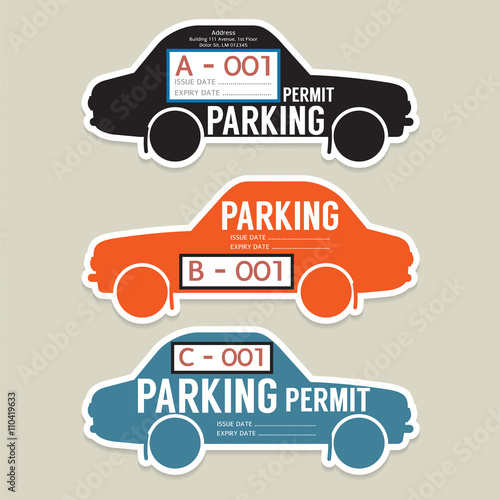 Parking Permit Card Vector Illustration.