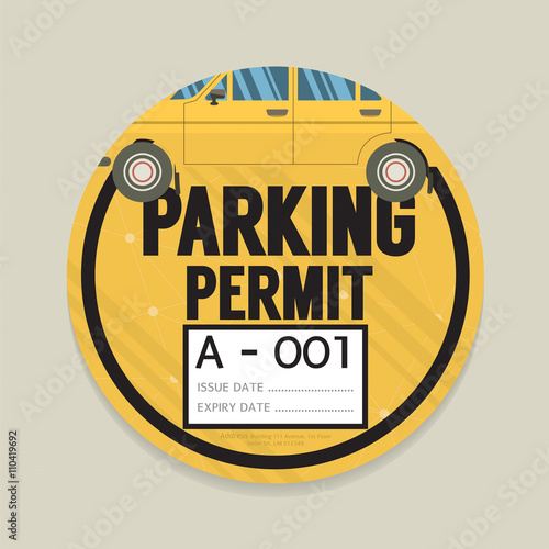 Parking Permit Card Vector Illustration.
