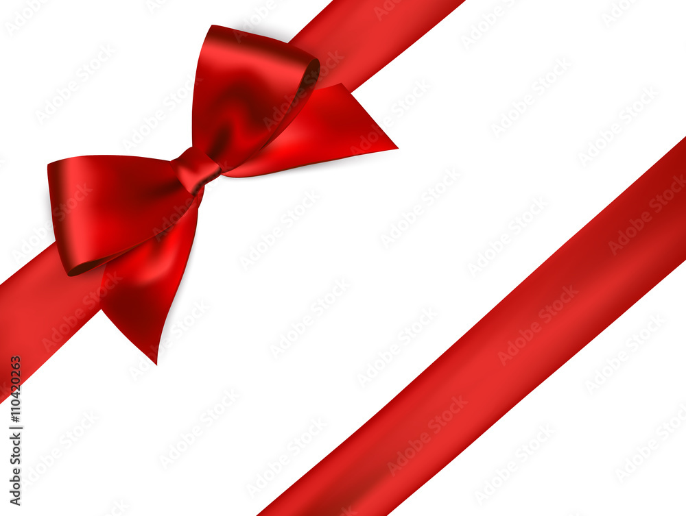 Shiny red satin ribbon on white background Shiny red satin ribbon on white background