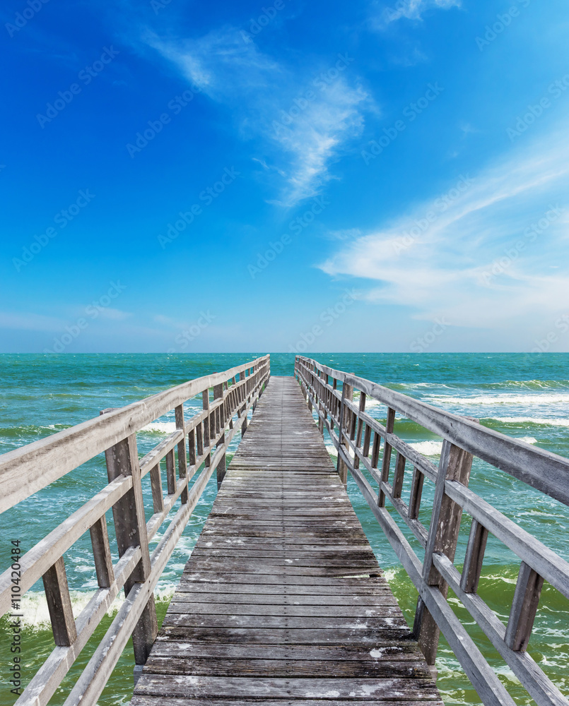 Clean sea and wodden jetty