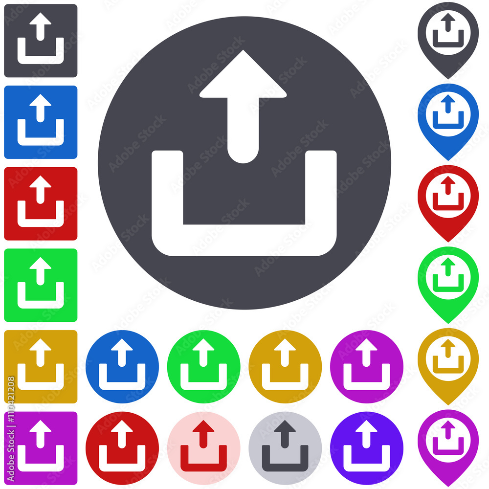 Upload icon, button, symbol set Upload icon, button, symbol set