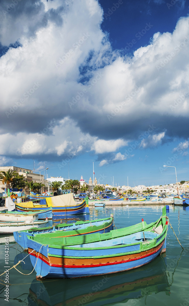 marsaxlokk harbour and traditional mediterranean fishing boats i