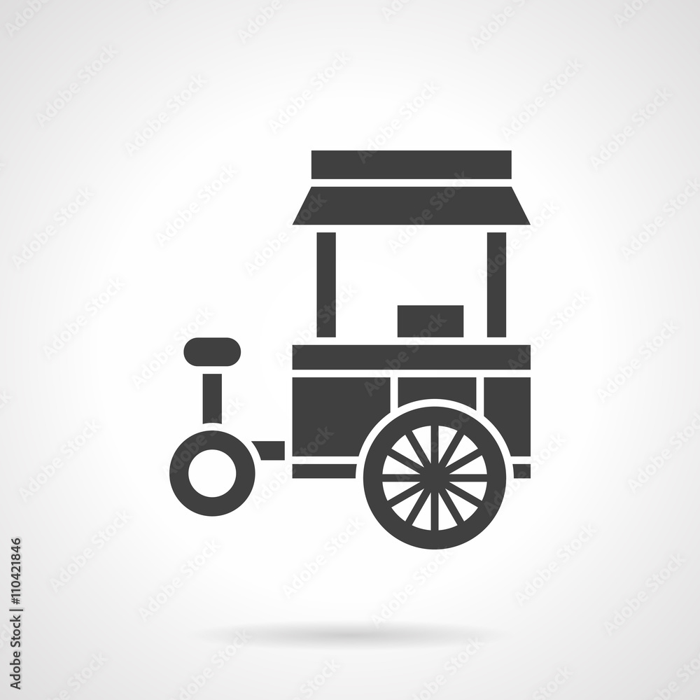Street food trade cart glyph style vector icon Street food trade cart glyph style vector icon