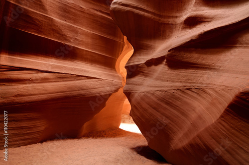 Glowing colors of Upper Antelope Canyon, the famous slot canyon in Navajo reservation near Page, Arizona,
