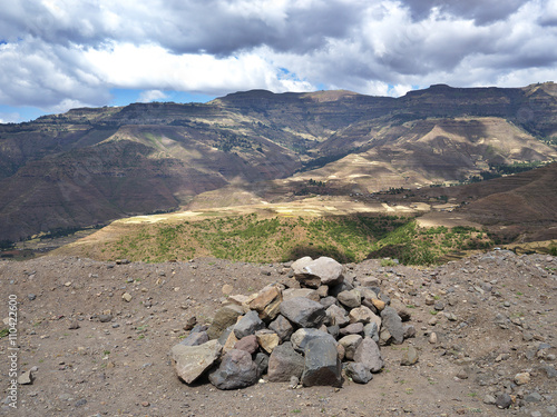 Deforested land in the mountains near Lalibela, Ethiopia photo