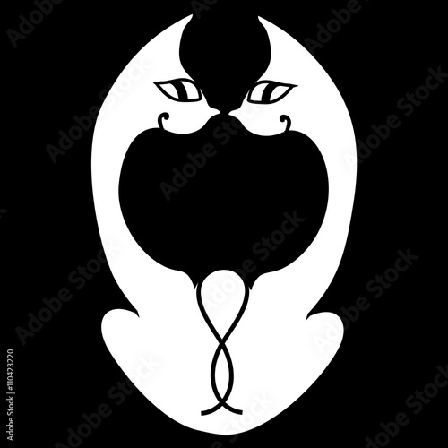 Abstract figure of Cute black cat sitting.