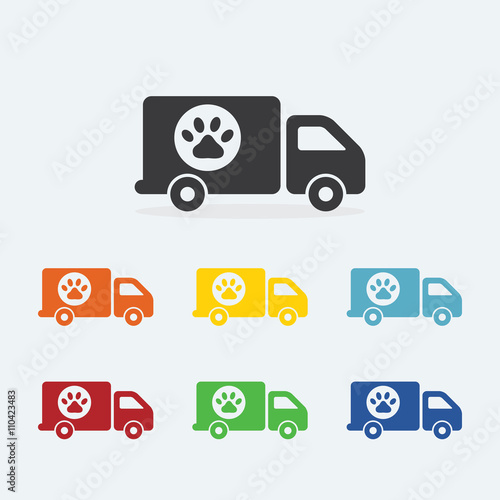 Pet Food Delivery Truck. Pets Mover Truck. Transport Service for Pets.Pet shop, Pet food and treats delivery. For Pet shop, Vet, Pet Clinic.