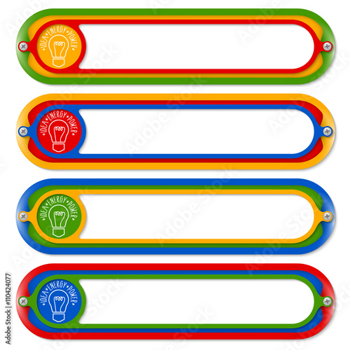 Four colored frames for any text with bulb icon