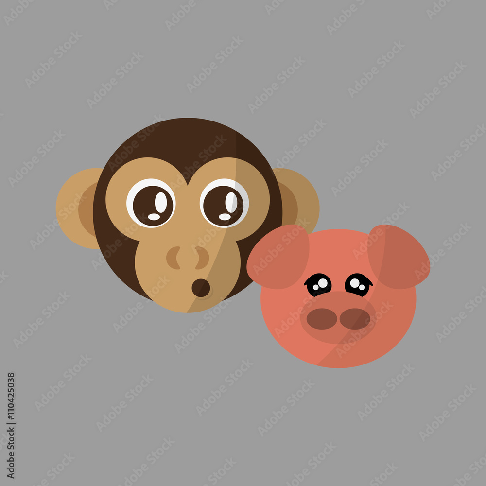 Obraz premium Animal face design. cartoon icon. vector illustration