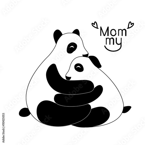 Fototapeta Naklejka Na Ścianę i Meble -  Cute baby and mommy panda isolated on white background. Vector.