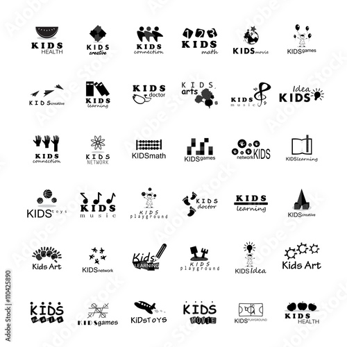 Children Icons Set - Isolated On White Background, Vector Illustration, Graphic Design