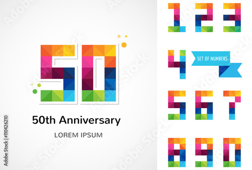 anniversary - abstract colorful icons and elements set