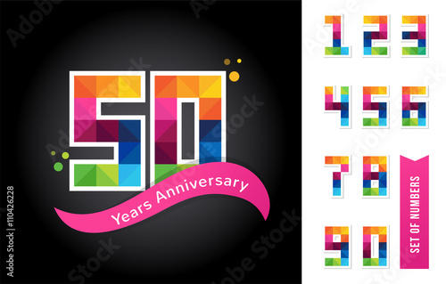 anniversary - abstract colorful icons and elements set