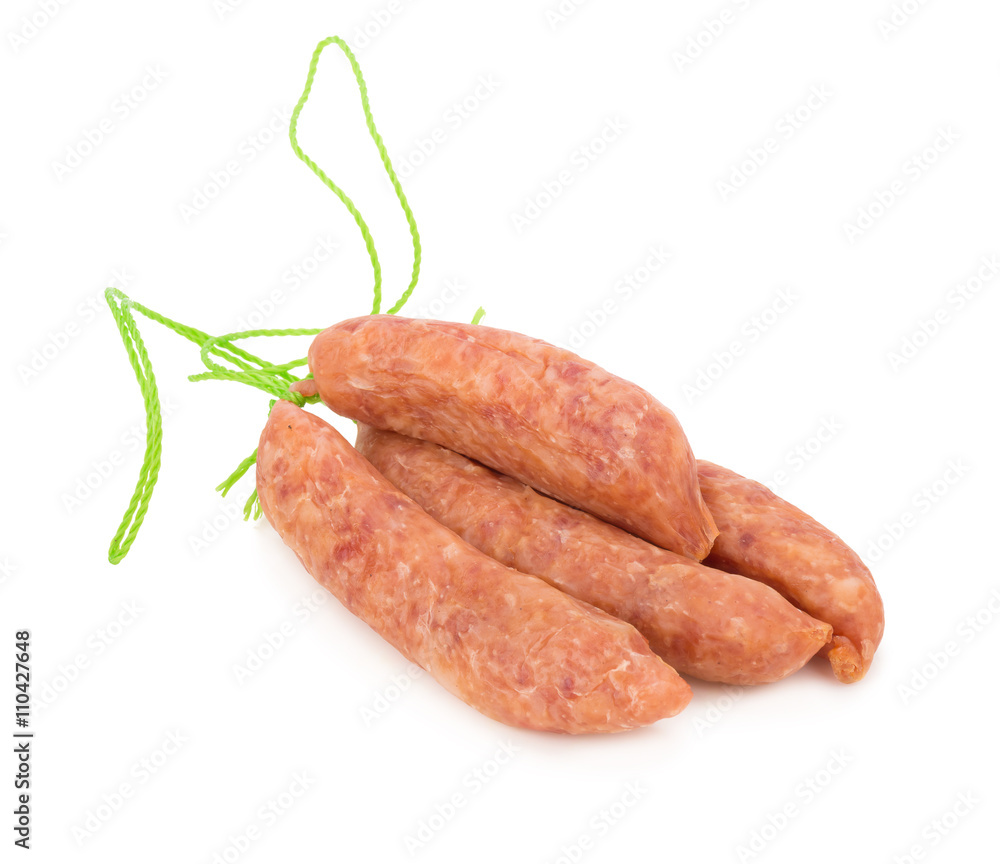 Chinese pork sausages on white background