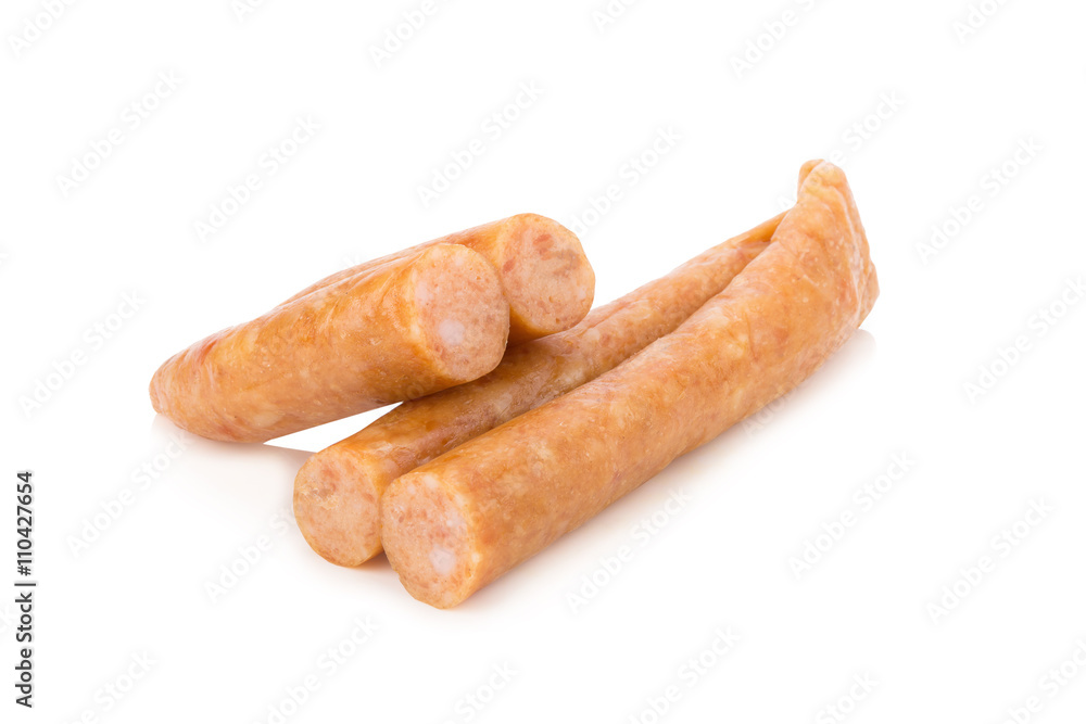 Chinese pork sausages on white background Chinese pork sausages on white background