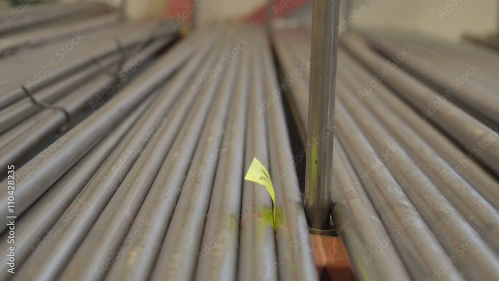 Closer look of the metal tubes in the room these tubes are to be manufactured by the factory Closer look of the metal tubes in the room these tubes are to be manufactured by the factory