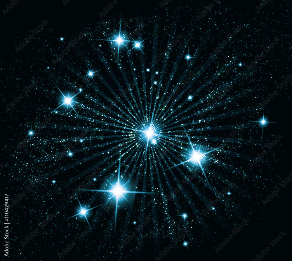 Fototapeta premium Abstract background with blue twinkling stars vintage. Vector illustration.