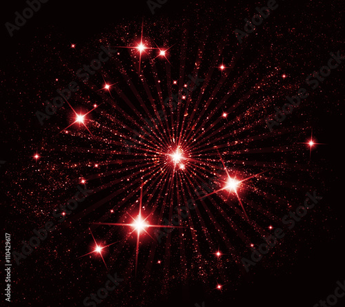 Abstract background with red twinkling stars vintage. Vector illustration.