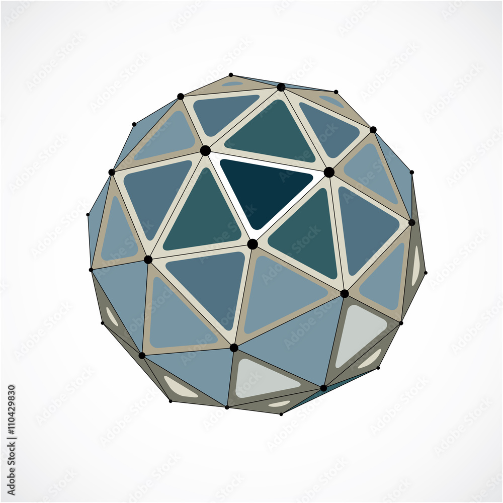 Abstract 3d faceted figure with connected black lines and dots. Abstract 3d faceted figure with connected black lines and dots.