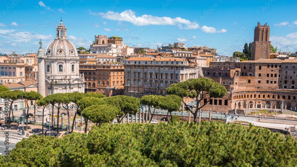 Rome Italy. summer sunny day. Attractions churches and parks with bird's-eye view