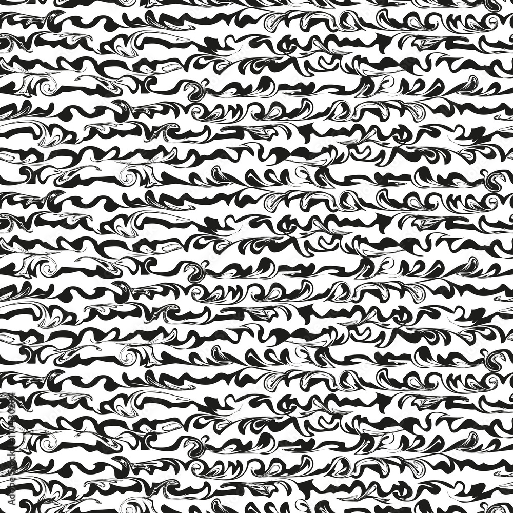 Black and white seamless background of curl and swirl pattern Black and white seamless background of curl and swirl pattern