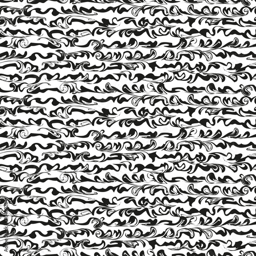 Black and white seamless background of curl and swirl pattern