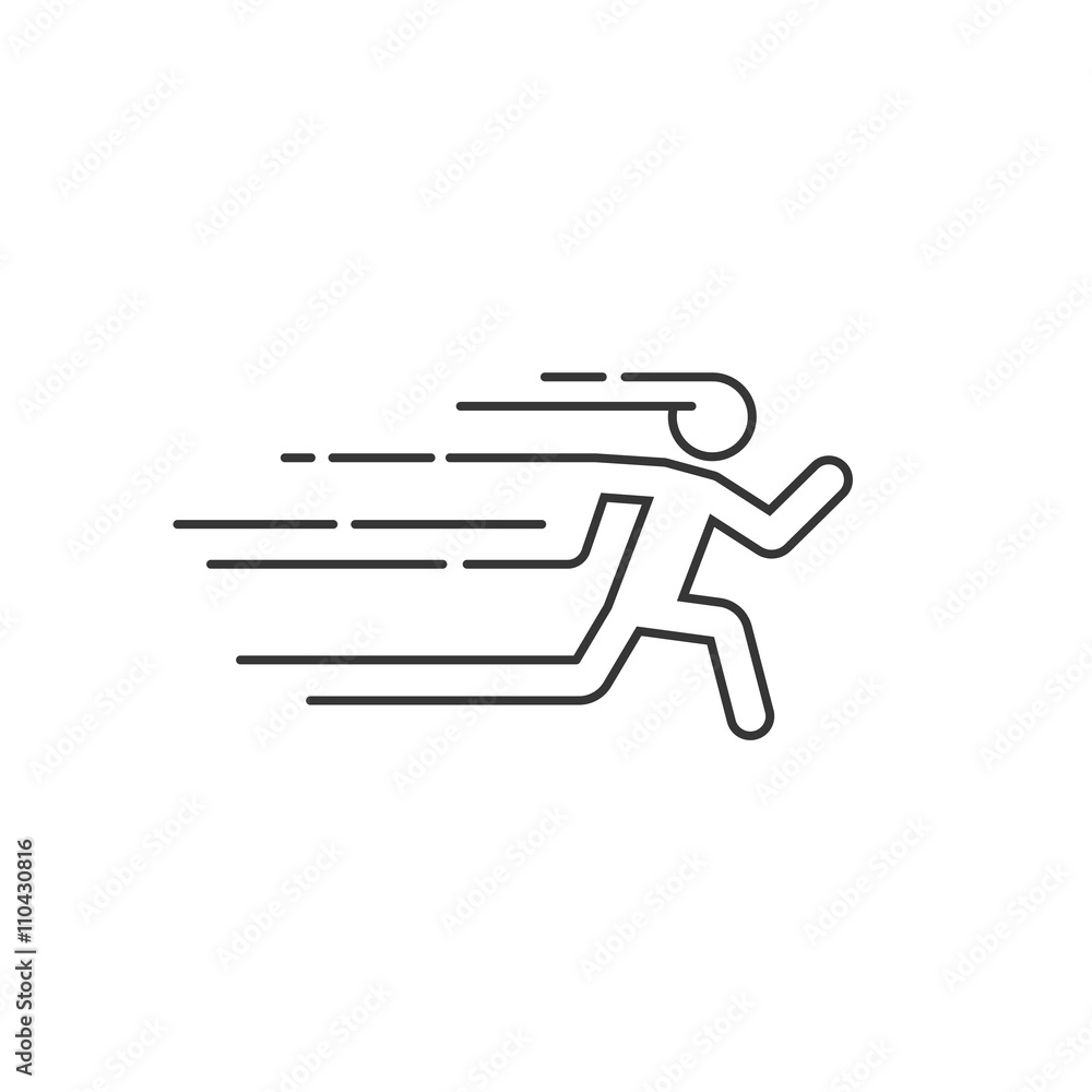 Running man vector illustration with motion blur track lines,abstract