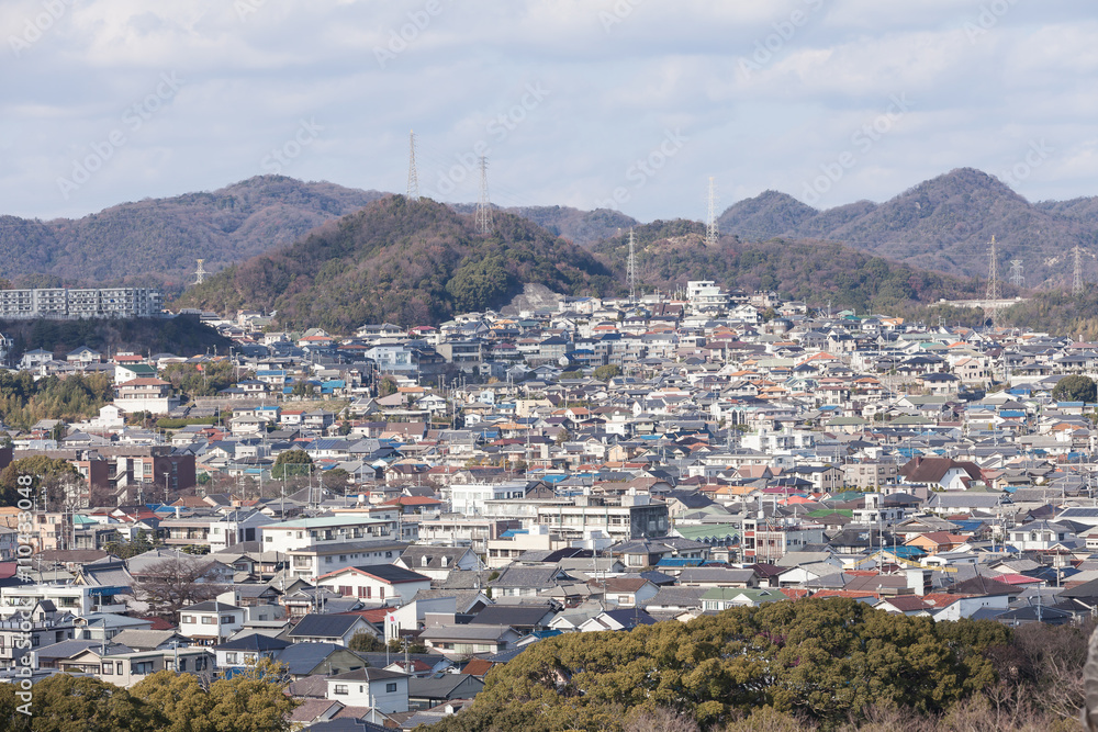 cityscape View from Himeji Castle, Japan