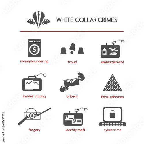 Set of white collar crime icons 