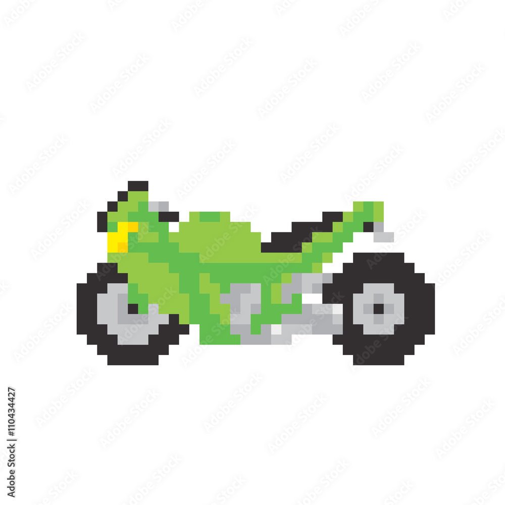 Sport motorbike in pixel art style isolated vector illustration Sport motorbike in pixel art style isolated vector illustration