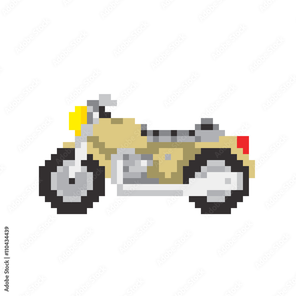 Obraz premium Road motorbike in pixel art style isolated vector illustration
