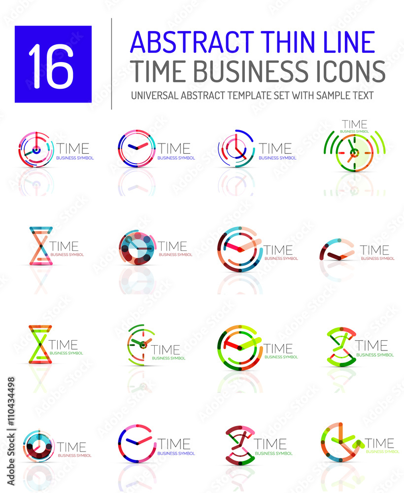 Geometric clock and time icon set Geometric clock and time icon set