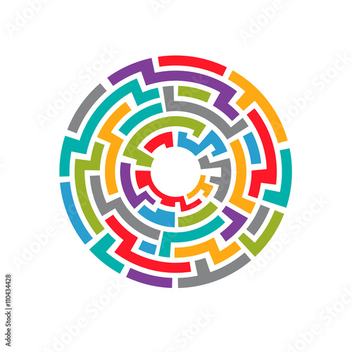 Coloful maze circuit. vector graphic illustration