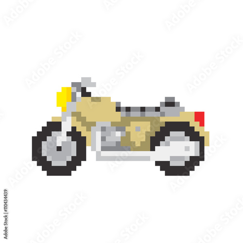  Road motorbike in pixel art style isolated vector illustration © dmitriylo
