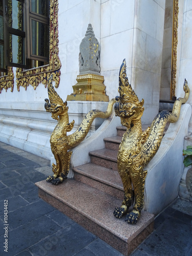 Golden sculptures of naga