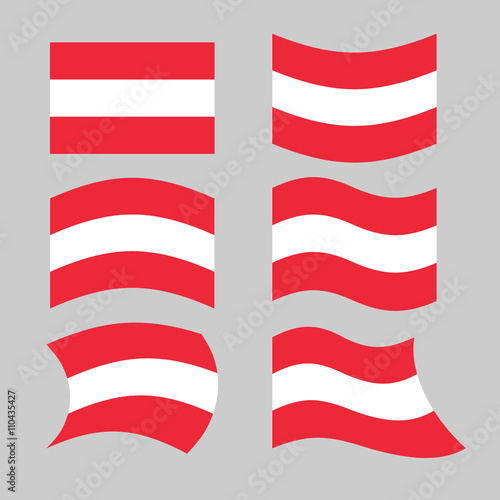 Austria flag. Set of flags o Austrian Republic in various forms.
