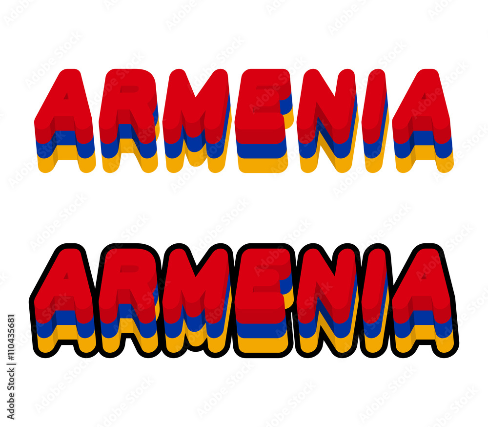 Armenia typography. Text of Armenian flag. Emblem of  European c